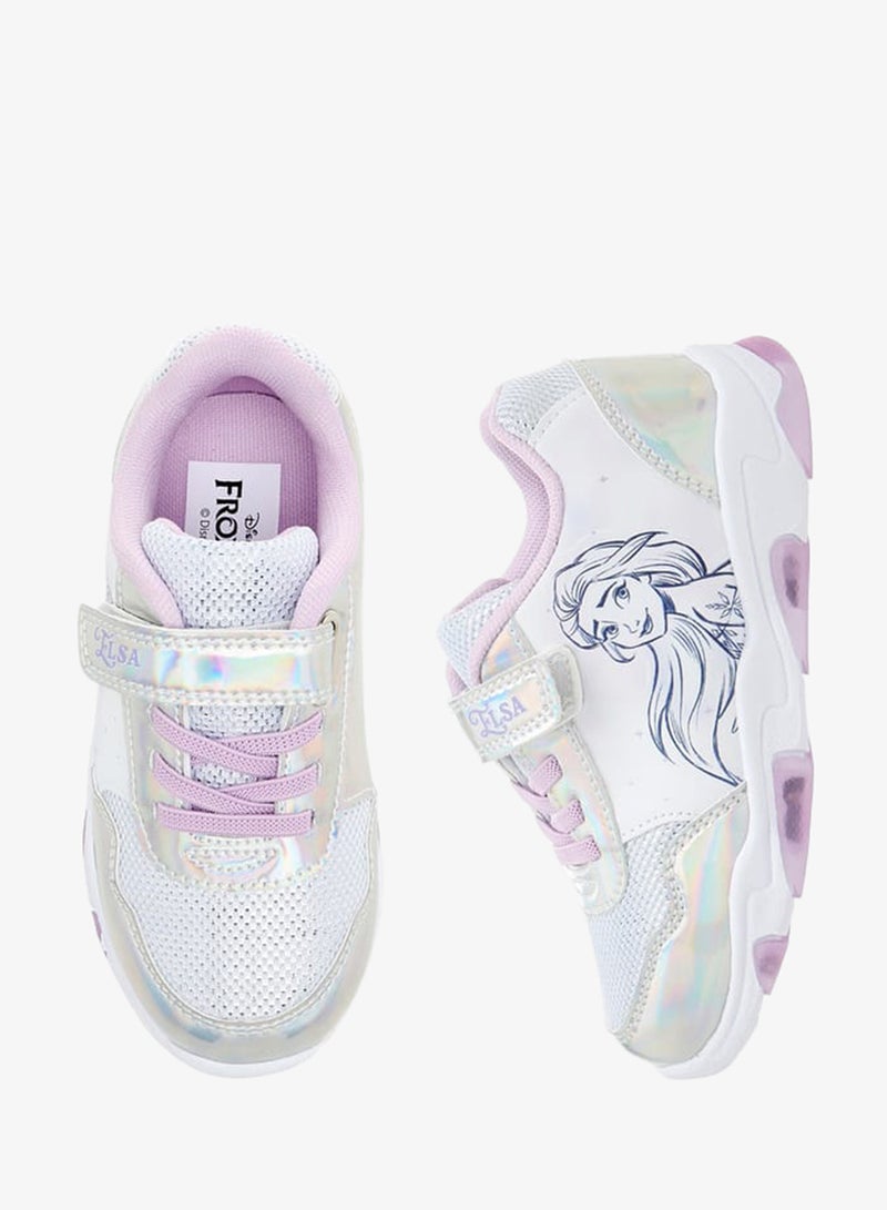 Disney Girls Frozen Print Light-Up Sneakers with Hook and Loop Closure - Image 2