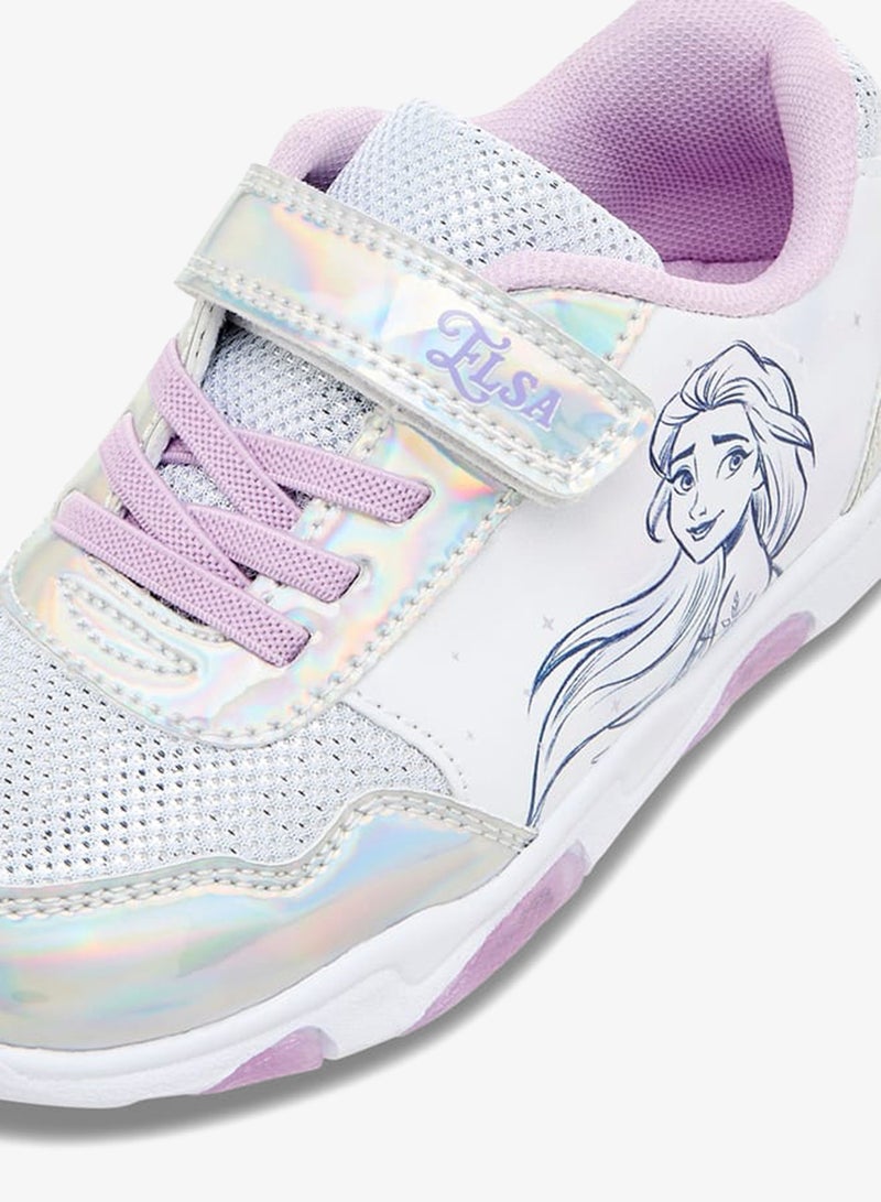 Disney Girls Frozen Print Light-Up Sneakers with Hook and Loop Closure - Image 4