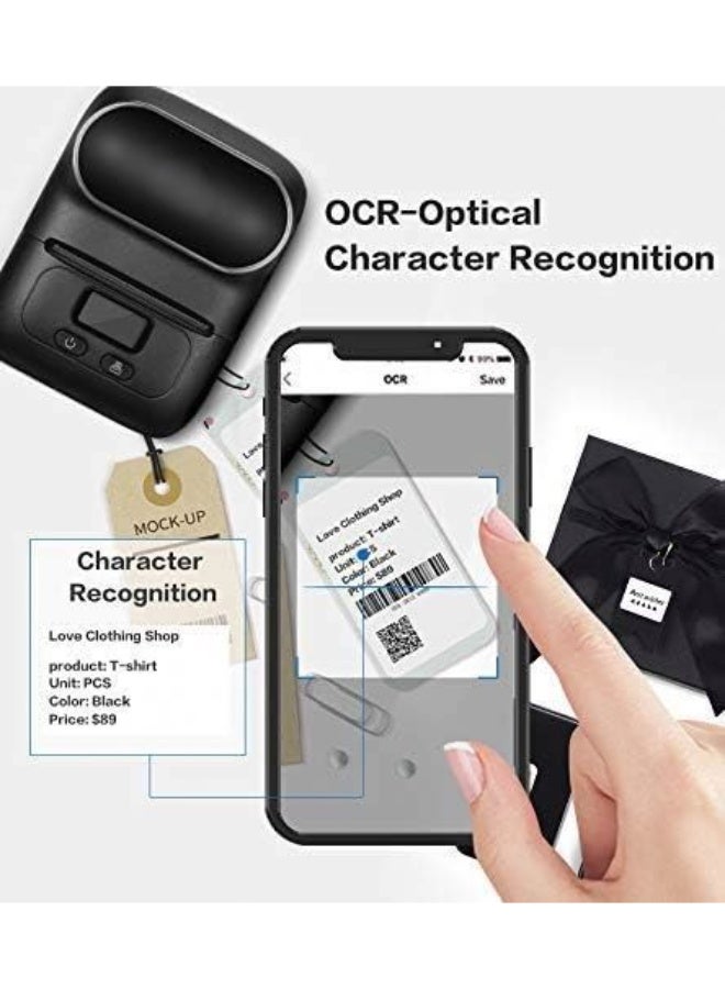 فوميمو طابعة ملصقات حرارية محمولة تعمل بتقنية البلوتوث - طابعة ملصقات لاسلكية تعمل بالبطارية وبدون حبر للاستخدام المنزلي والمكتبي والتجزئة والأعمال اليدوية (أسود) - Image 4