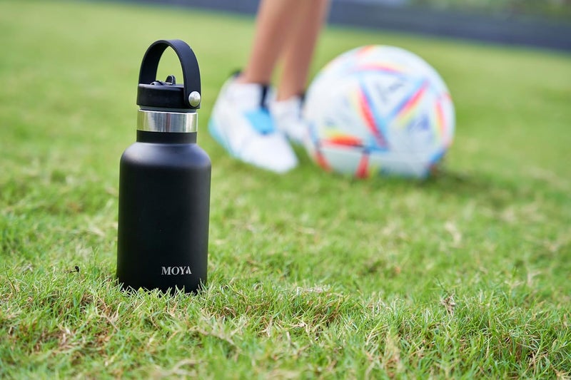 Moya 'Seashell' 350ml Insulated Sustainable Water Bottle Black - Image 5