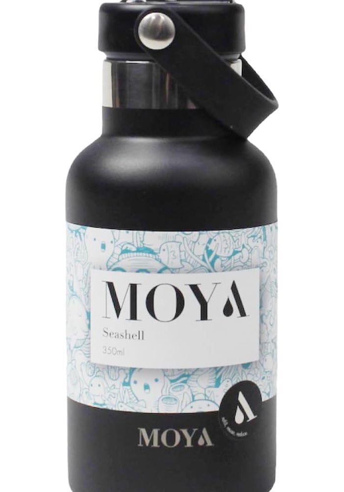 Moya 'Seashell' 350ml Insulated Sustainable Water Bottle Black - Image 1