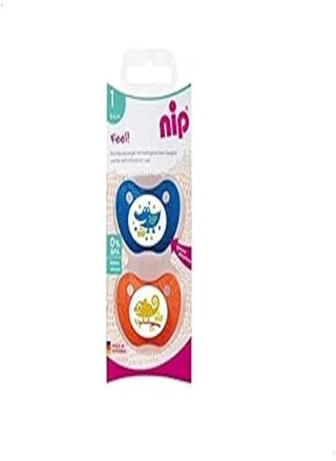 nip Nip feel! soother,pack of 2, size 1 (0-6 m) - assorted colors 