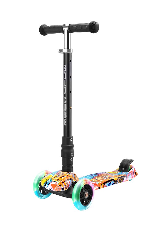 BoldCube 3 Wheel Scooter Big Fold Street Graffiti, Foldable Handlebar Kids Kick Scooter  - Image 1