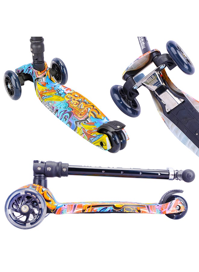BoldCube 3 Wheel Scooter Big Fold Street Graffiti, Foldable Handlebar Kids Kick Scooter  - Image 5