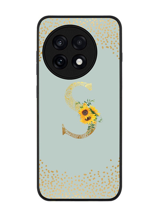 Stylizedd For OnePlus 13R / Ace 5 Pro Case,Slim fit Camera Protection, Shockproof Thin Phone cover  - Custom Floral Monogram - S  (Light Grey )