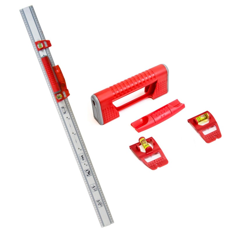 Kapro - 314 Set & Match Ruler - Layout and Marking Tool - Sliding Vials with â…› English Gradations - Includes Two Slide & Lock Vials, Zero-Center Scale, and Anti-Slip Feature - Aluminium - 48 Inch - Image 1