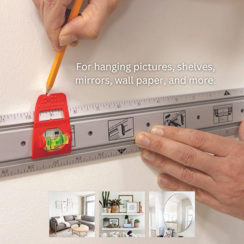 Kapro - 314 Set & Match Ruler - Layout and Marking Tool - Sliding Vials with â…› English Gradations - Includes Two Slide & Lock Vials, Zero-Center Scale, and Anti-Slip Feature - Aluminium - 48 Inch - Image 3