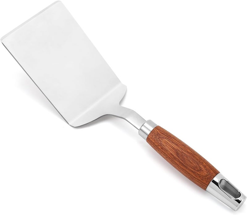 Vayvnt Stainless Steel Spatula Turner, Heavy Duty Metal Griddle Spatula for Cast Iron, Kitchen Flipper for Turning Serving, Beveled Edge & Wooden Handle, Great for Egg, Pancake, Fish, Cake, Burger - Image 1