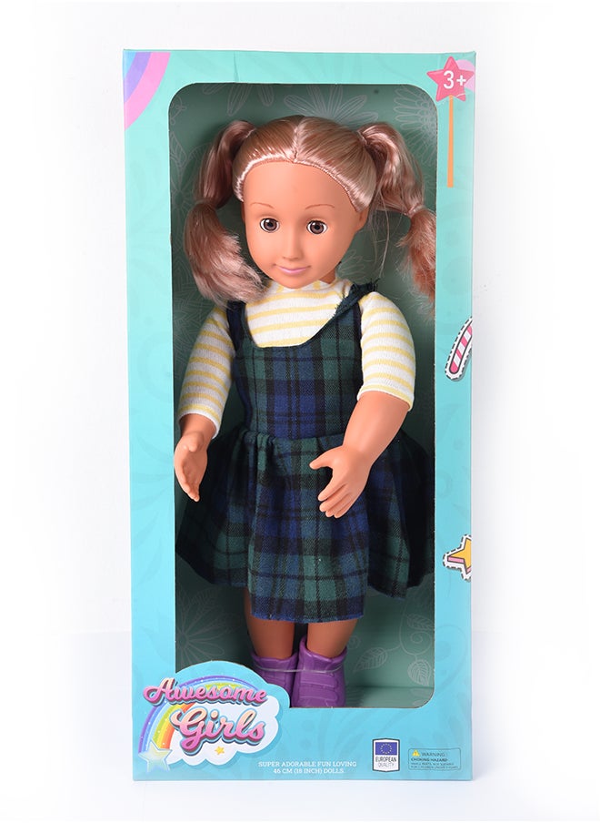 AWESOME GIRLS - Awesome Girls Cheryl Doll 18 Inch | Fashion Doll with Inset Eyes, High-Quality Rooted Hair, and Trendy Outfit | Perfect for Styling, Dressing & Imaginative Play | Hypoallergenic, Non-Toxic, BPA-Free - Image 1