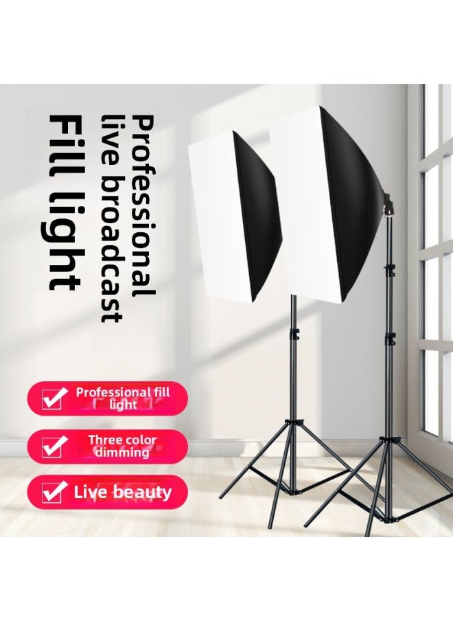 Generic - Live Fill Light Photography Light Studio Lighting Photography Light Anchor Photo Special Soft Light Fill Light-Light Source Color:Single Lamp [hot Selling★500w Three-color Remote Control] + Soft Box + 2.1m Bracket - Image 1