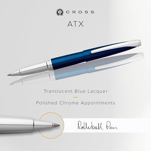 Cross ATX Luxury Translucent Blue Lacquer Rollerball Pen with Modern Metal Finish – Medium Point, Smooth Writing, Presented in Premium Gift Box - Image 2