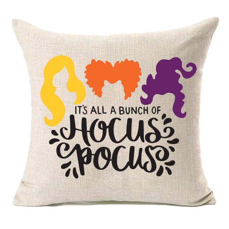 MFGNEH MFGNEH It's All A Bunch of Hocus Pocus Halloween Pillow Covers 16x16 Inch Halloween Decorations Sanderson Sisters Throw Pillow Cover Cushion Case Fall Decor 