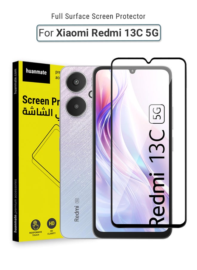 Xiaomi Redmi 13C 5G Screen Protector – Premium Edge to Edge Tempered Glass, High Transparency, Delicate Touch, Anti-Explosion, Smooth Arc Edges, Easy Installation