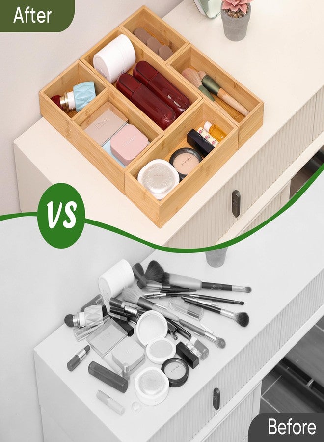 Vincona Bamboo Drawer Organizers Set, 3PCS Multi-Use Wood Storage Organizers, Desk Drawer Tray for Kitchen, Bathroom, Office, Dresser, Bamboo Box Bin for Jewelry, Makeup, Junk, Gadgets - Image 5