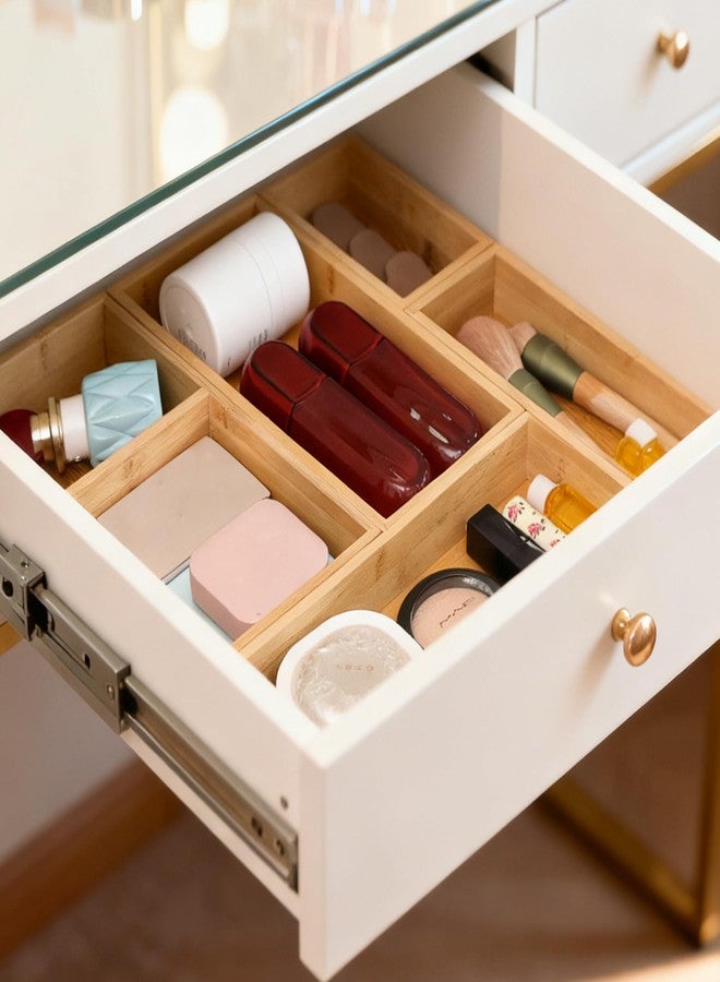 Vincona Bamboo Drawer Organizers Set, 3PCS Multi-Use Wood Storage Organizers, Desk Drawer Tray for Kitchen, Bathroom, Office, Dresser, Bamboo Box Bin for Jewelry, Makeup, Junk, Gadgets - Image 3