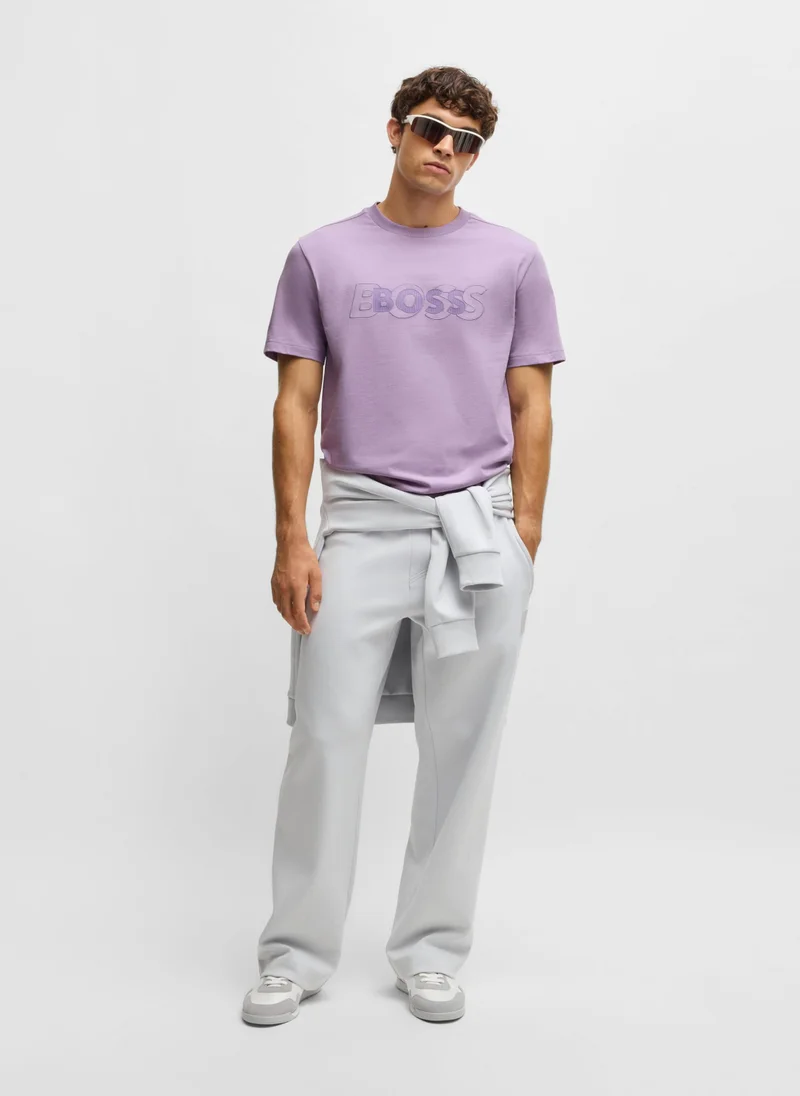 بوس Cotton-jersey T-shirt with double logo artwork