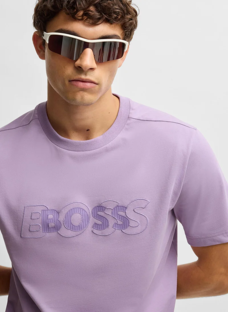 بوس Cotton-jersey T-shirt with double logo artwork