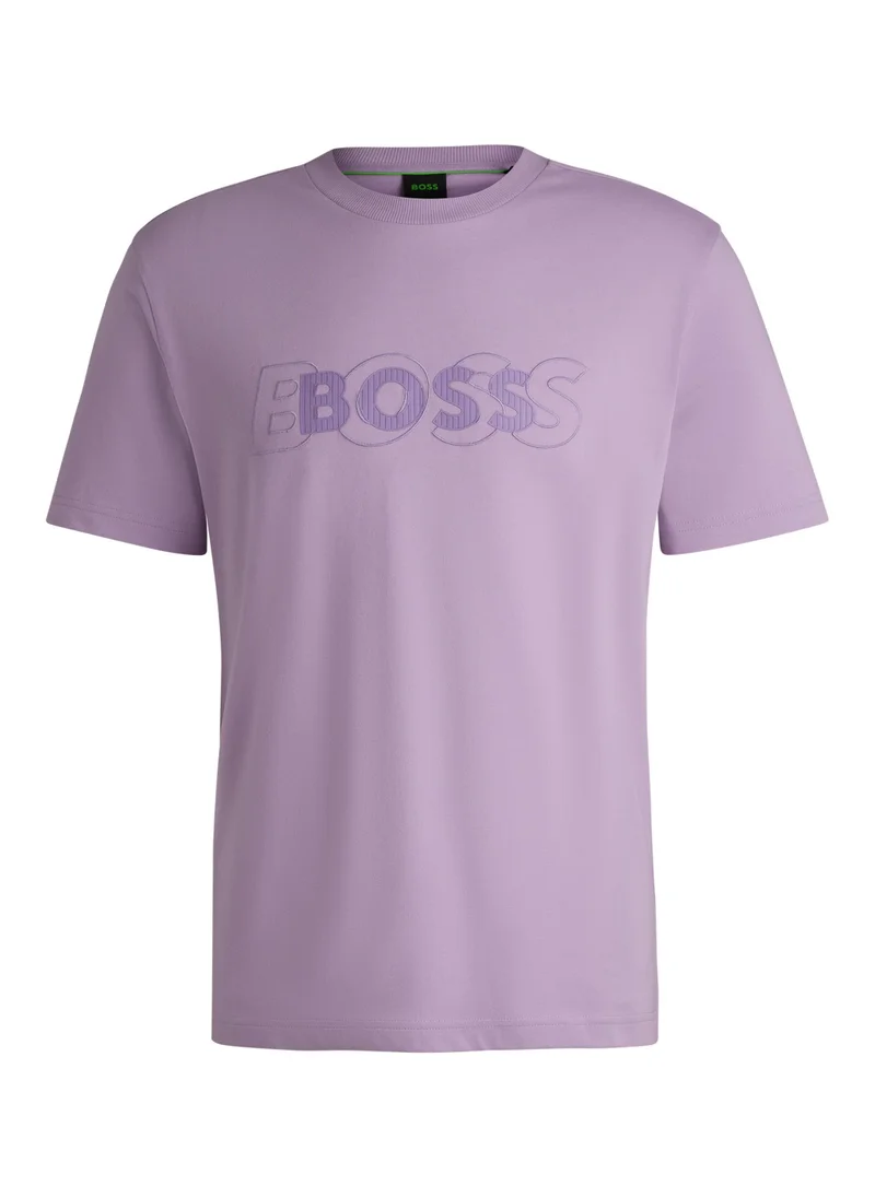 بوس Cotton-jersey T-shirt with double logo artwork
