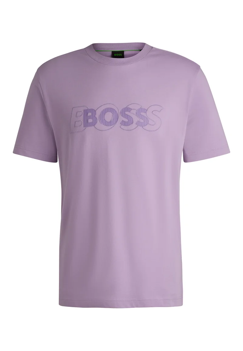 بوس Cotton-jersey T-shirt with double logo artwork
