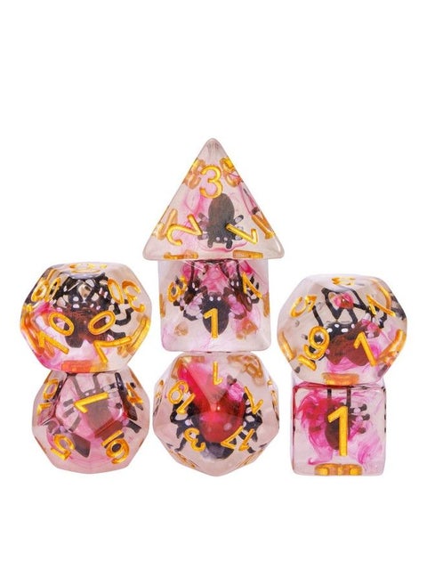 7Die Dnd Dice Polyhedral Dice Set Filled With Animal For Role Playing Game Dungeons And Dragons D&D Dice Mtg Pathfinder (Black Spider)