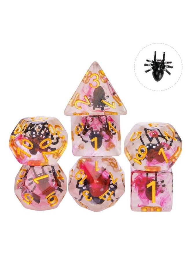 cusdie 7Die Dnd Dice Polyhedral Dice Set Filled With Animal For Role Playing Game Dungeons And Dragons D&D Dice Mtg Pathfinder (Black Spider)  - Image 3