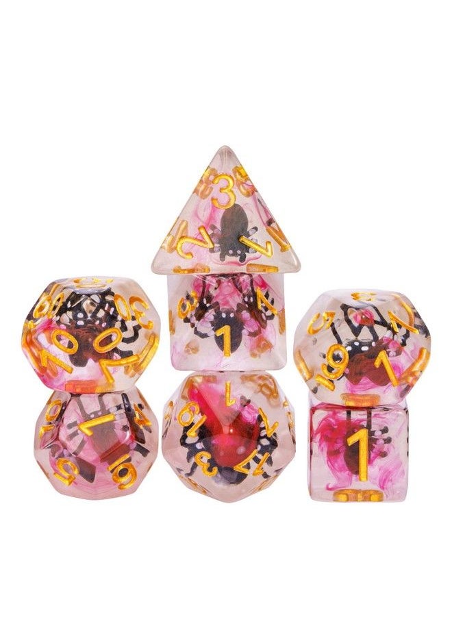 cusdie 7Die Dnd Dice Polyhedral Dice Set Filled With Animal For Role Playing Game Dungeons And Dragons D&D Dice Mtg Pathfinder (Black Spider)  - Image 2