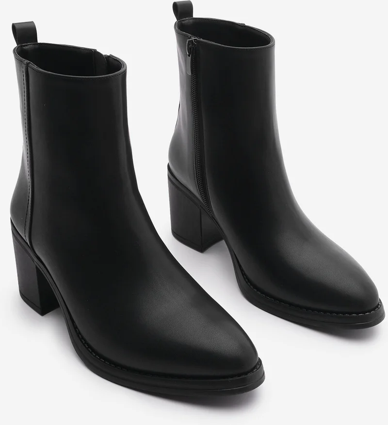 MARJIN Women's High Heel Boots Pointed Toe Zippered Cerin