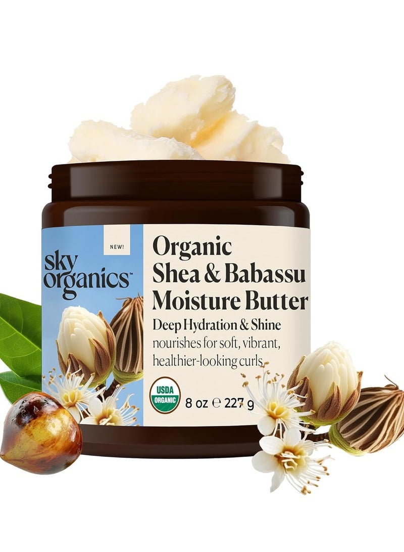 Sky Organics Organic Shea and  Babassu Moisture Butter Curls Tames Frizz Boosts Shine Conditions Curly Hair 8 Oz - Image 1