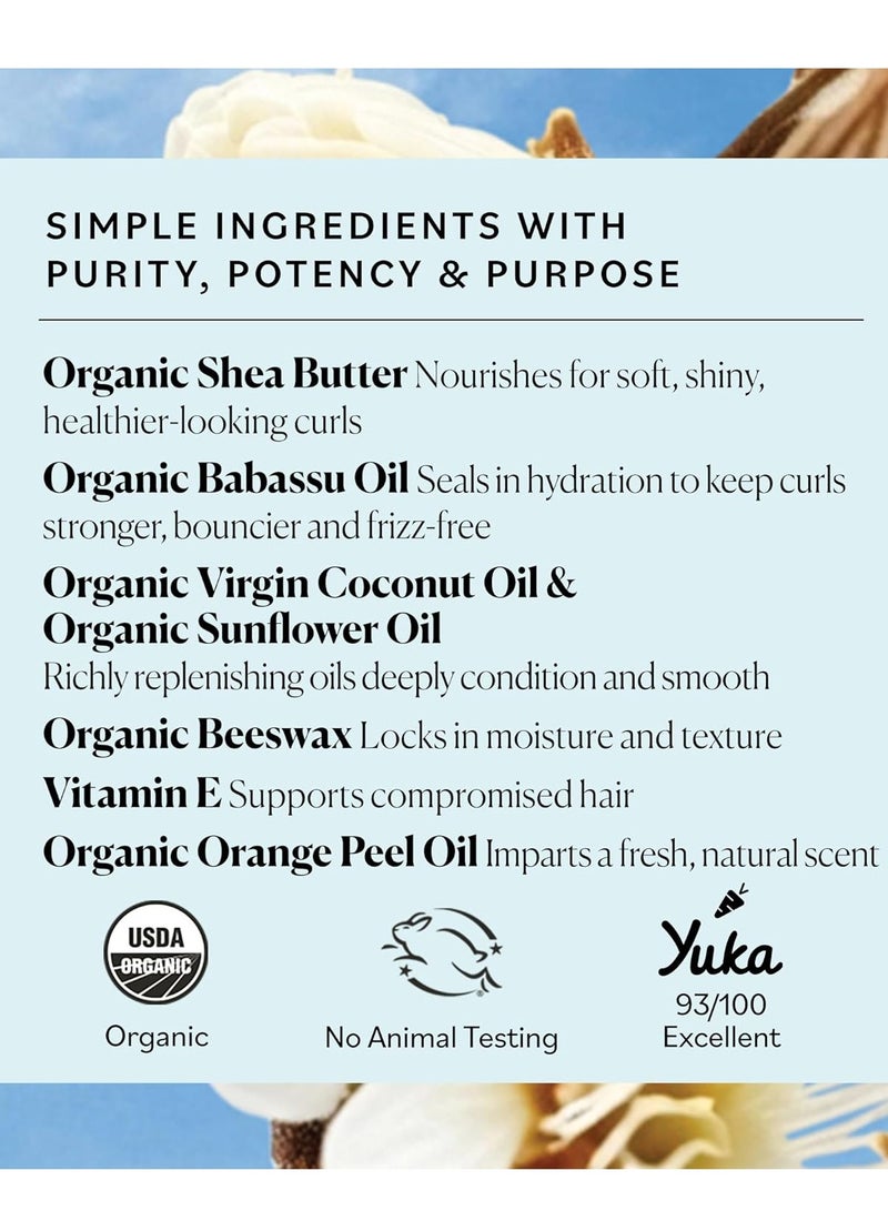 Sky Organics Organic Shea and  Babassu Moisture Butter Curls Tames Frizz Boosts Shine Conditions Curly Hair 8 Oz - Image 3