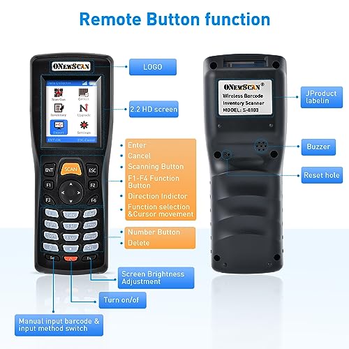 Onewscan Inventory Scanner, Wireless Barcode Scanner 1D&2D&PDF417 Portable Handheld QR Barcode Reader for Collector Data Terminal Inventory Device with 2.2 Inch TFT Color Screen - Image 3