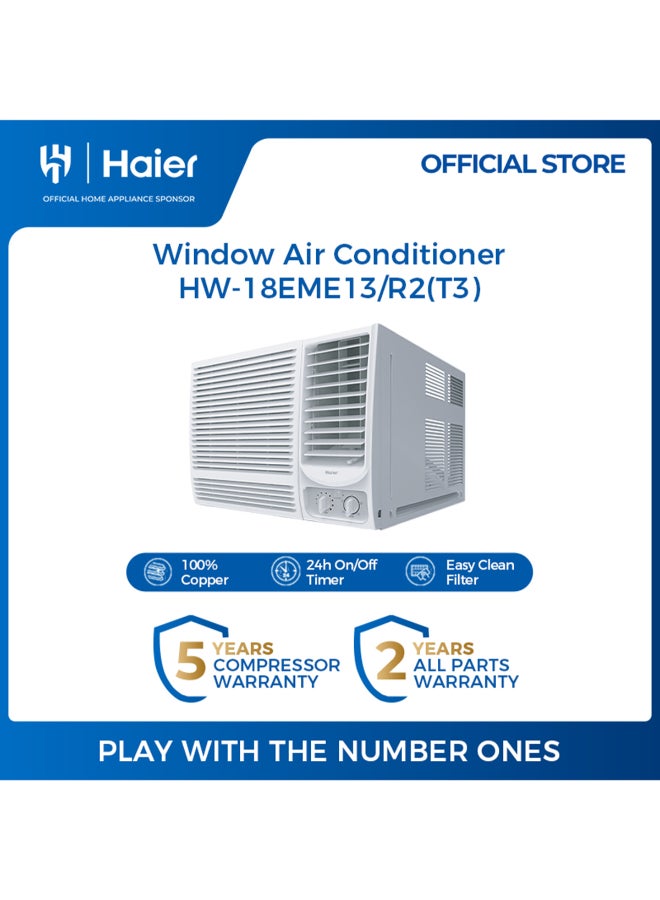 مكيف هواء شباك بقدرة 17,200 وحدة حرارية بريطانية - بارد/ساخن 5040 W HW-18EME13/R2(T3) أبيض/ أسود