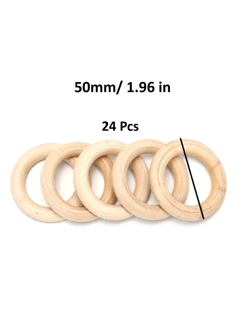 خاتم خشب طبيعي - 24 قطعة 5 سم - Image 2