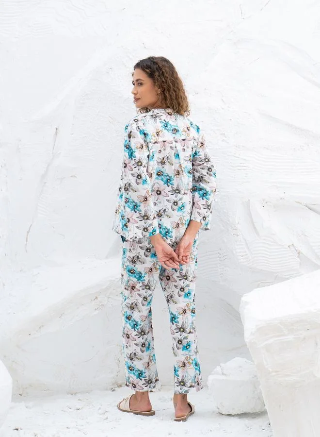 sanskrutihomes sanskrutihomes Floral Printed Cotton Shirt and Pyjama Set