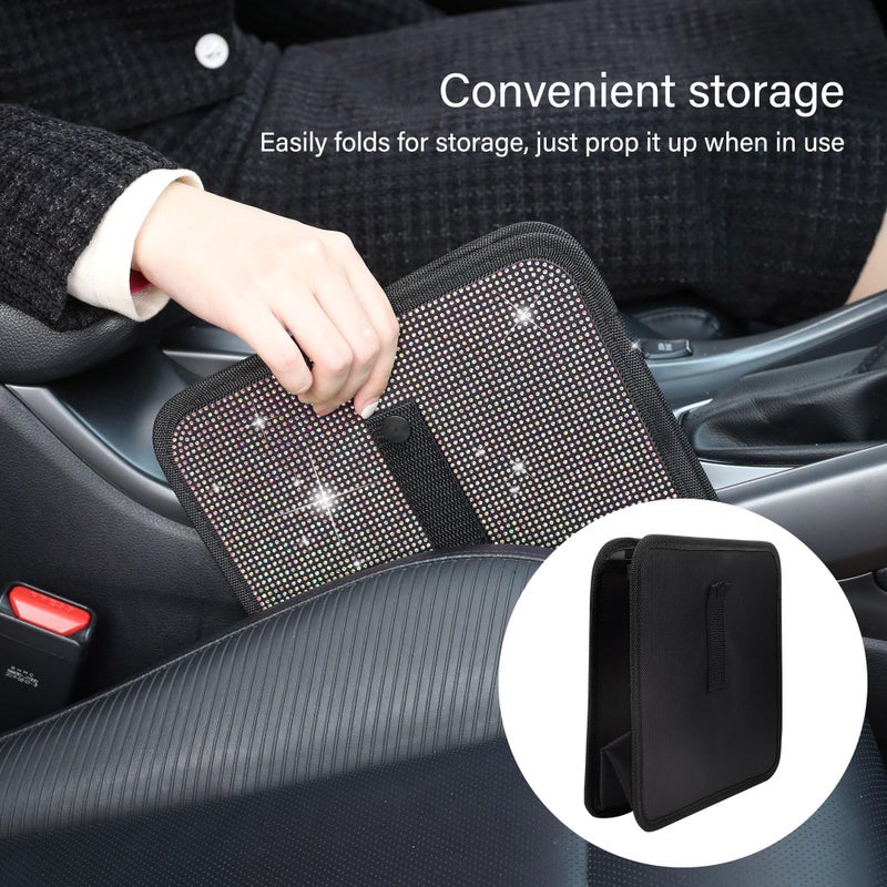 wedfish Foldable Car Trash Cans with Rhinestone,Bling Car Trash Bin for Seat Organizer & Decorations,Universal Bling Auto Accessories Vehicle Trash Can for Most Vehicles,SUVs,Trucks (Pink) - Image 4