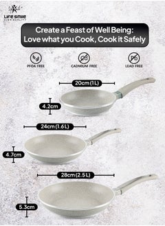 Frying Pan Set - Multi Layer Granite Coating Fry Pan | Include 1x20CM -1x24CM & 1x28CM Non Stick Pan - Heat-Resistant Handle Hanging Loop - PFOA Free Grey - pzsku/Z23A3E8CBB796FE2E6ACBZ/45/_/1724236167/9120d135-fa36-4a4d-bea2-ac78094c77ab