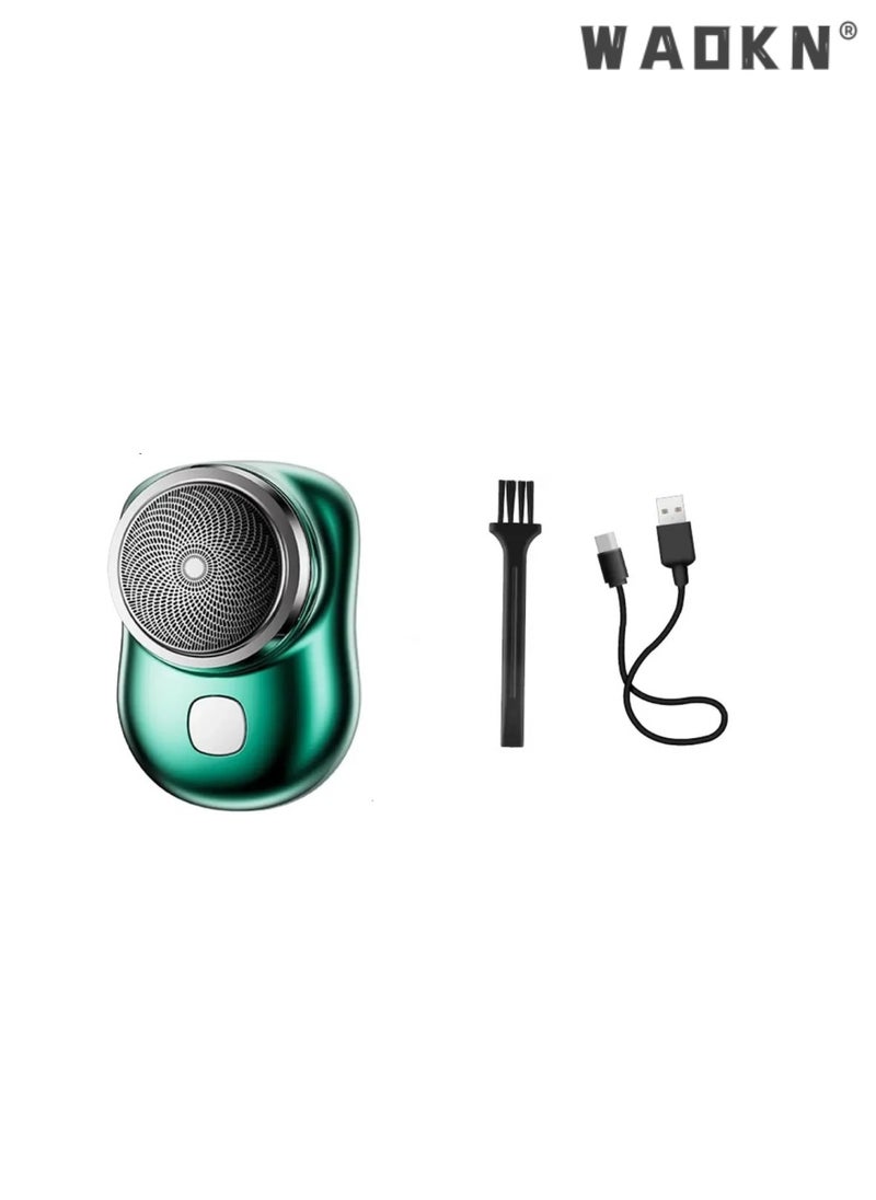 WAOKN Mini Portable Smart Electric Shavers for Men, Detachable Waterproof Electric Razor Rechargeable Shaver, Pocket Size USB Shaver Portable Electric Shaver Travel Shaver for Home,Car,Travel Green  - Image 2