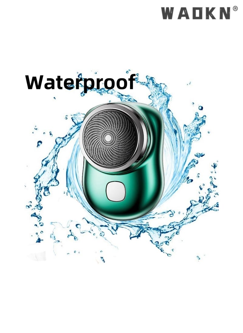 WAOKN Mini Portable Smart Electric Shavers for Men, Detachable Waterproof Electric Razor Rechargeable Shaver, Pocket Size USB Shaver Portable Electric Shaver Travel Shaver for Home,Car,Travel Green  - Image 3
