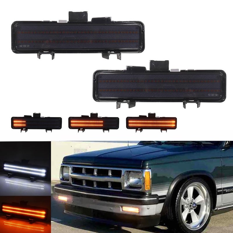 Tonsya For 1883 1884 1885 1886 1887 1888 1889 1990 1991 1992 1993 Chevry S-10/1882 1883 1884 1885 1886 1887 1888 1889 1990 GMC S-15 Front Bumber Parking turn signal lights Smoked Lens #10530596 - Image 1