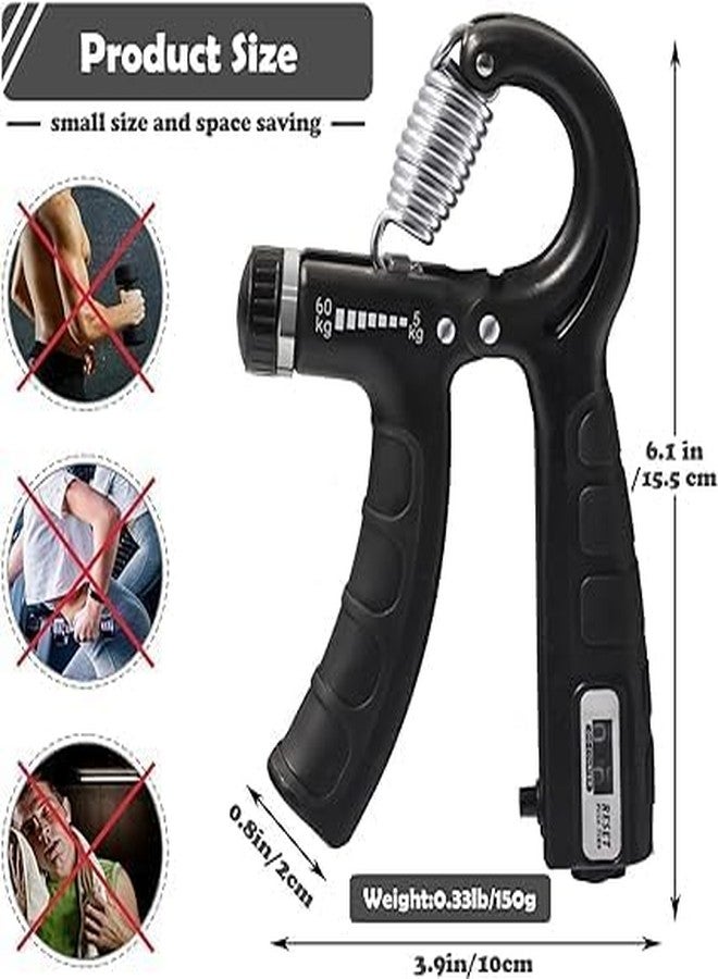T TOPLINE 5KG To 60KG Weight Adjustable Hight Quality Hand Gripper for Men & Women |Hand Grip|Finger Exerciser|Power Gripper|Hand Exerciser Equipment|Hand Strengtheners (BLACK WITH COUNT) - Image 5