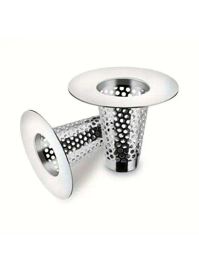Silvery Stainless Steel Bathroom Sink Hair Catcher Filter For 1 2 To 1 6 Inch Drain - Image 1