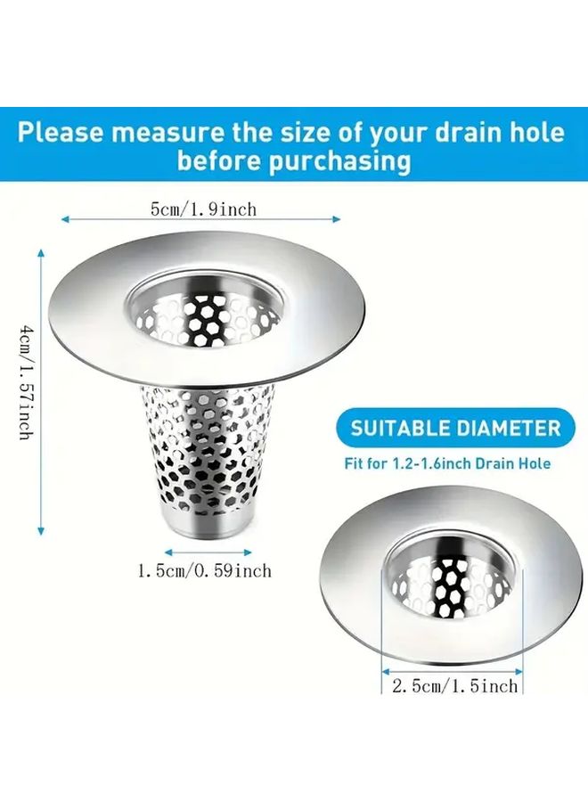 Silvery Stainless Steel Bathroom Sink Hair Catcher Filter For 1 2 To 1 6 Inch Drain - Image 2