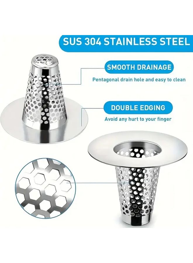 Silvery Stainless Steel Bathroom Sink Hair Catcher Filter For 1 2 To 1 6 Inch Drain - Image 3