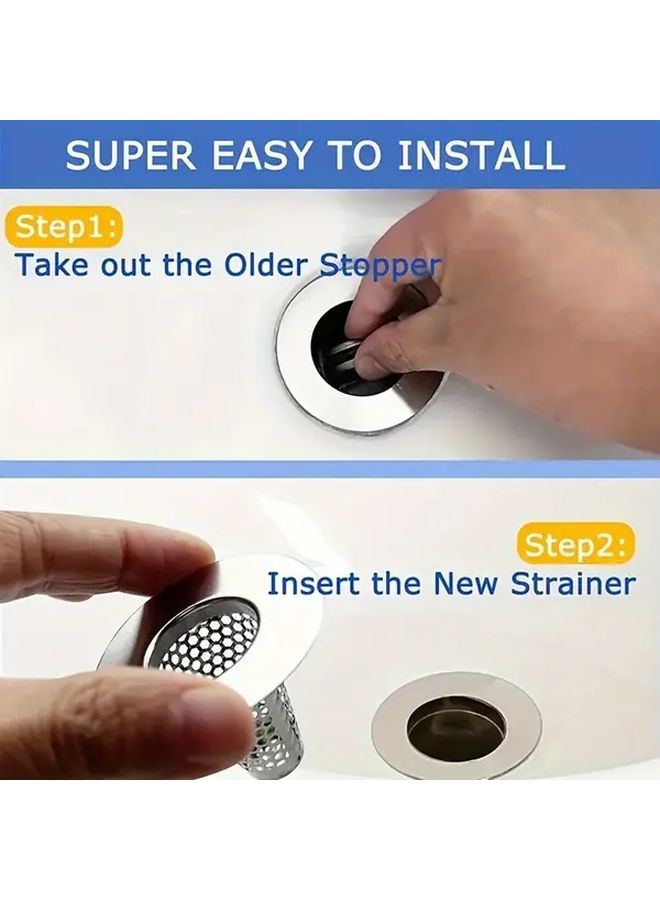 Silvery Stainless Steel Bathroom Sink Hair Catcher Filter For 1 2 To 1 6 Inch Drain - Image 4