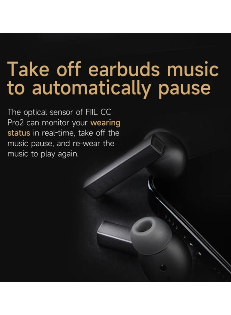 فيل سماعات أذن لاسلكية FIIL CC Pro2، إصدار باللغة الإنجليزية، مع خاصية إلغاء الضوضاء النشطة الهجينة 42 ديسيبل، وتصميم معدني بالكامل، وعمر بطارية يصل إلى 32 ساعة، ودعم تطبيق FIIL+ - Image 5