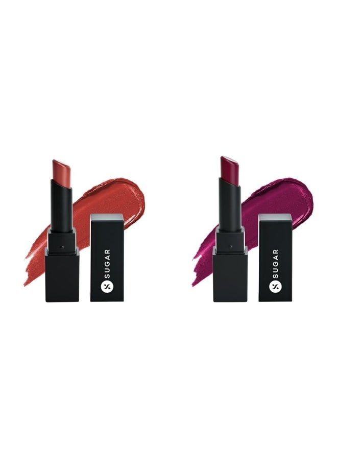 SUGAR Cosmetics Longwear Matte Lipstick - 03 Rust Have (Subtle Burnt Red) - 3.2 gms And Longwear Matte Lipstick - 08 Berry Picking (Berry) - 3.2 gms 