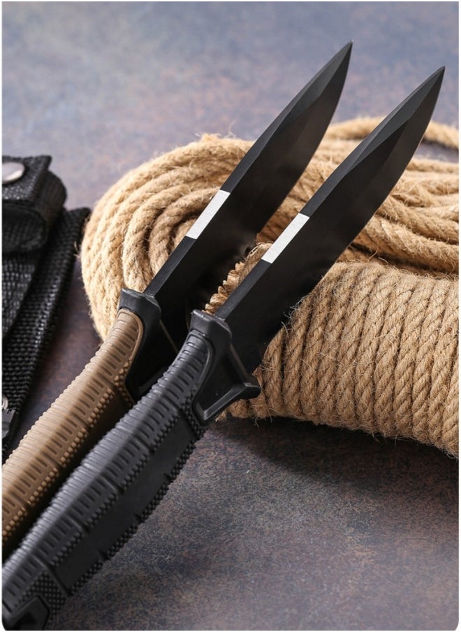 Blacksmith - 7CR13MOV Steel Outdoor Sharp High Hardness Wilderness Survival Knife Camping Mountaineering Knife With Flint - Black - Image 1