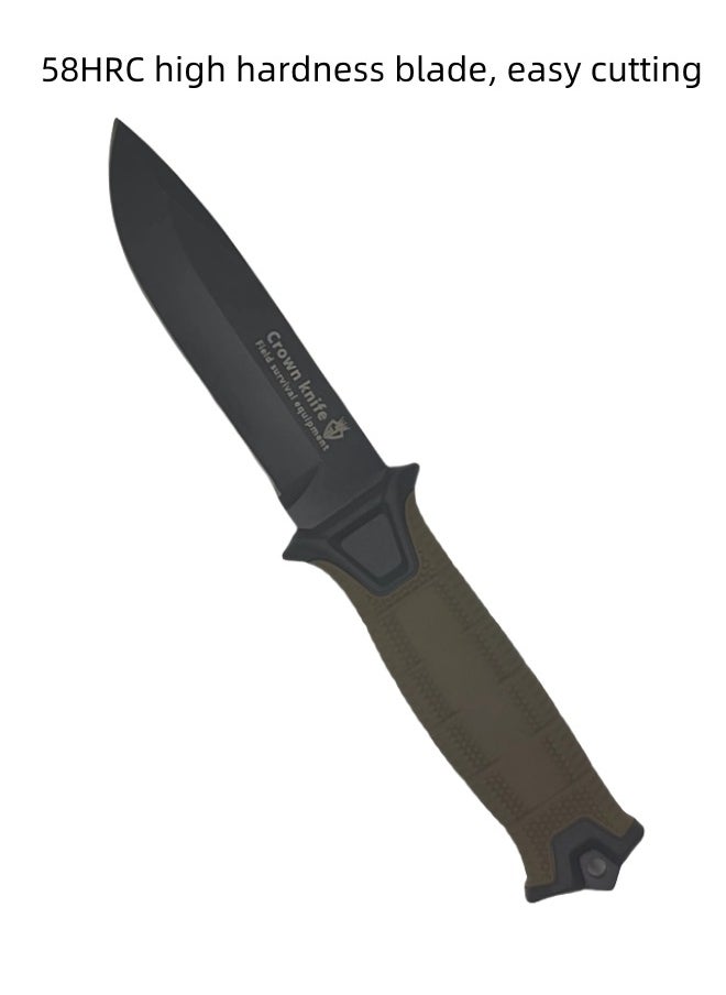 Blacksmith - 7CR13MOV Steel Outdoor Sharp High Hardness Wilderness Survival Knife Camping Mountaineering Knife With Flint - Black - Image 1