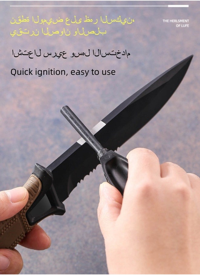 Blacksmith - 7CR13MOV Steel Outdoor Sharp High Hardness Wilderness Survival Knife Camping Mountaineering Knife With Flint - Black - Image 1
