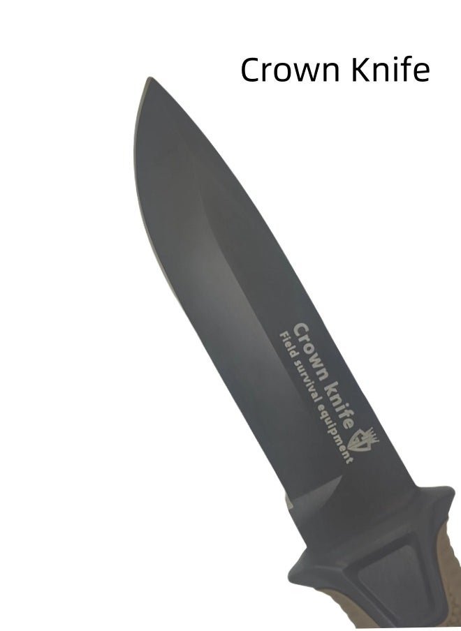 Blacksmith - 7CR13MOV Steel Outdoor Sharp High Hardness Wilderness Survival Knife Camping Mountaineering Knife With Flint - Black - Image 1