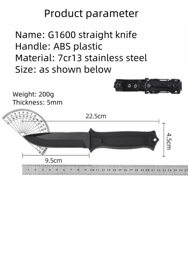 Blacksmith - 7CR13MOV Steel Outdoor Sharp High Hardness Wilderness Survival Knife Camping Mountaineering Knife With Flint - Black - Image 1